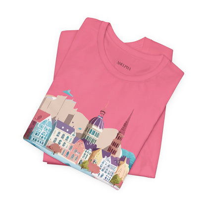 Natural Cotton Tee Shirt - Beautiful Places Collection - Warnemünde and Rostock - Germany Printify