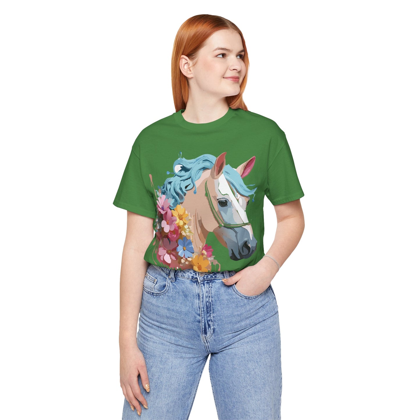 Natural Cotton Tee Shirt with Horse