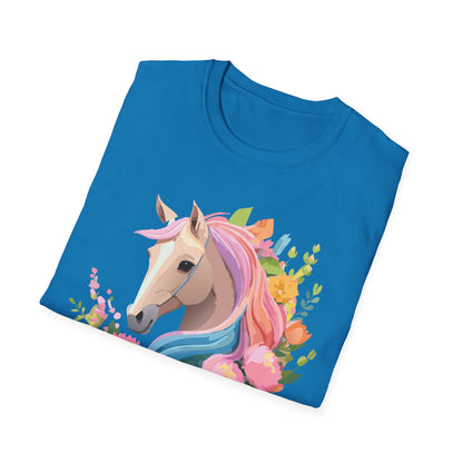 Unisex Horse Shirt Soft Cotton Tee With Animal Artwork Gildan Softstyle