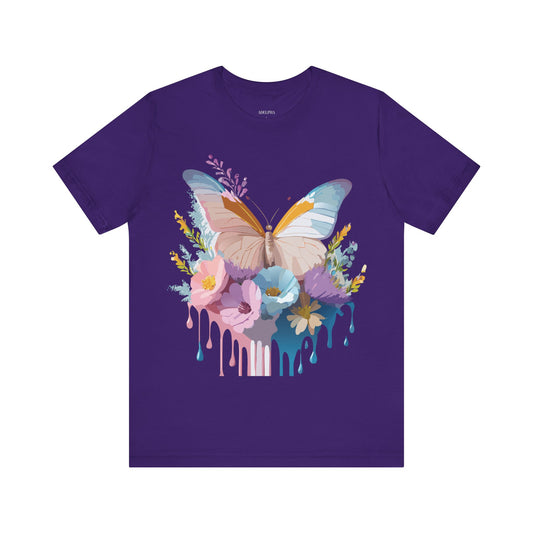 Natural Cotton Tee Shirt with Butterfly