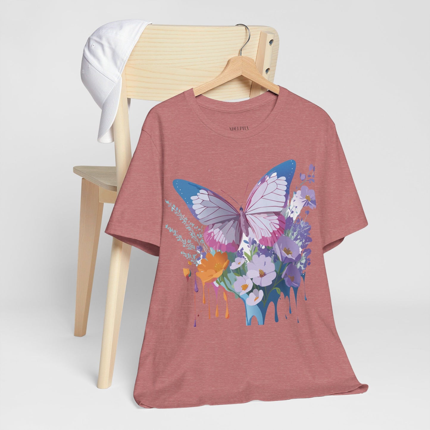 Natural Cotton Tee Shirt with Butterfly