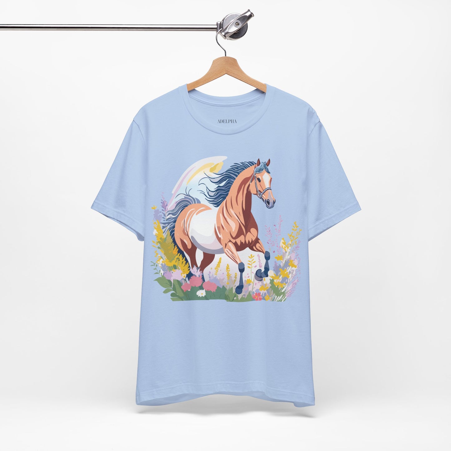 Natural Cotton Tee Shirt with Horse