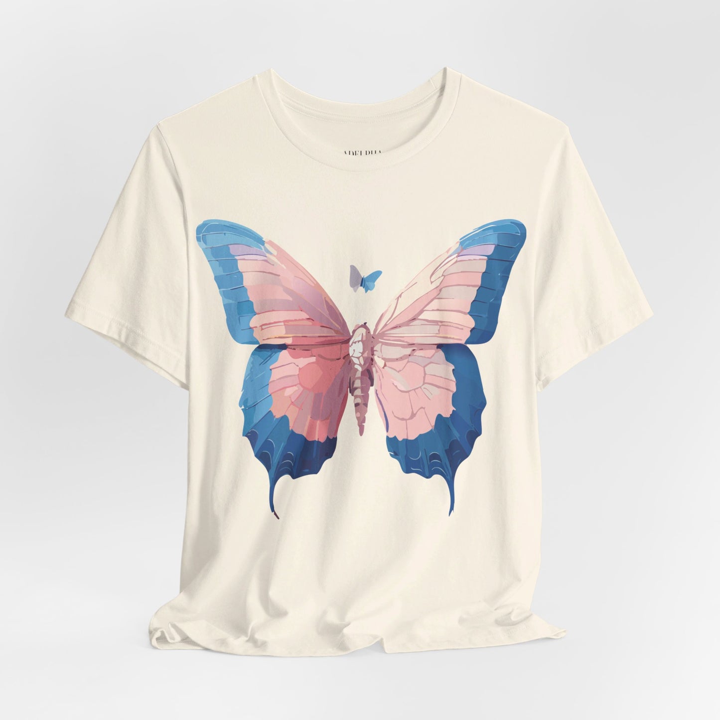 Natural Cotton Tee Shirt with Butterfly