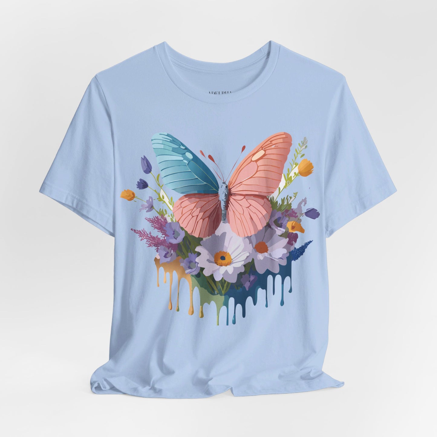 Natural Cotton Tee Shirt with Butterfly