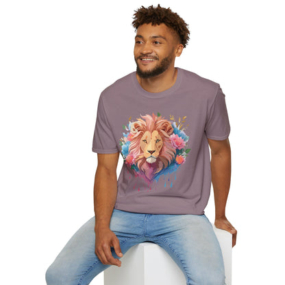 Lion Shirt Unisex Floral Lion Tee 100 Percent Cotton Softstyle Gildan 64000