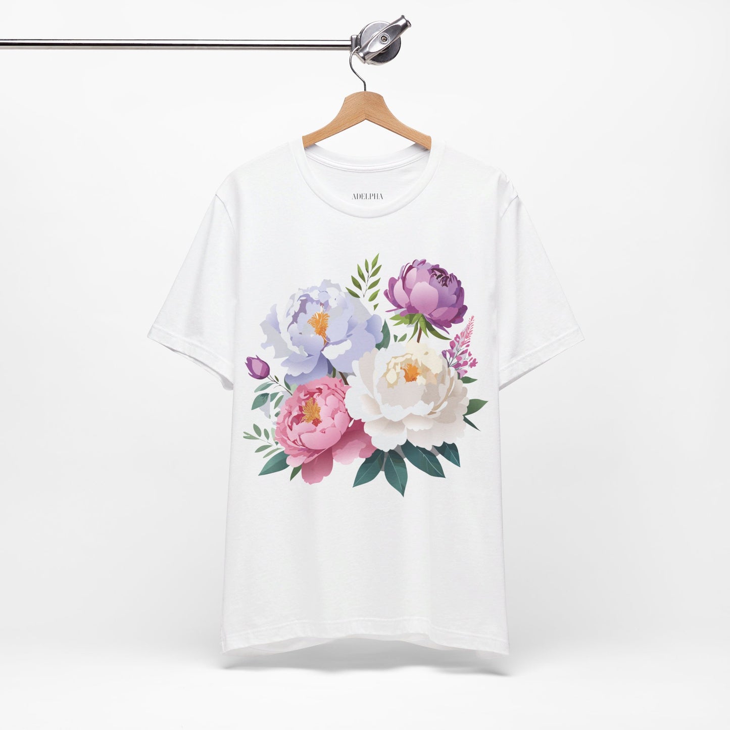 T-shirt en coton naturel avec fleurs