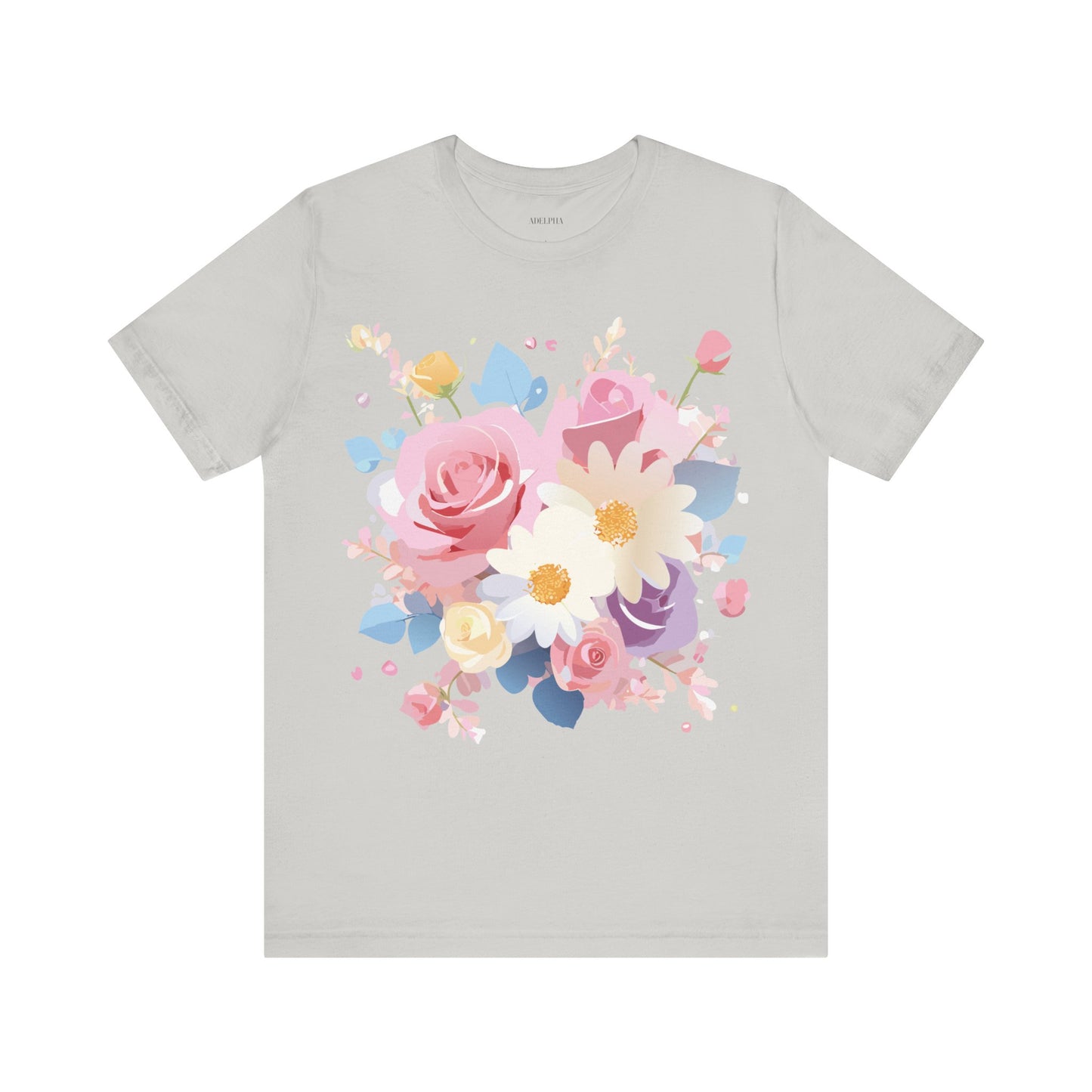 Natural Cotton Tee Shirt with Flowers