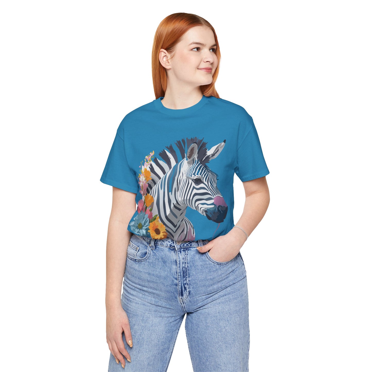 Natural Cotton Tee Shirt with Zebra