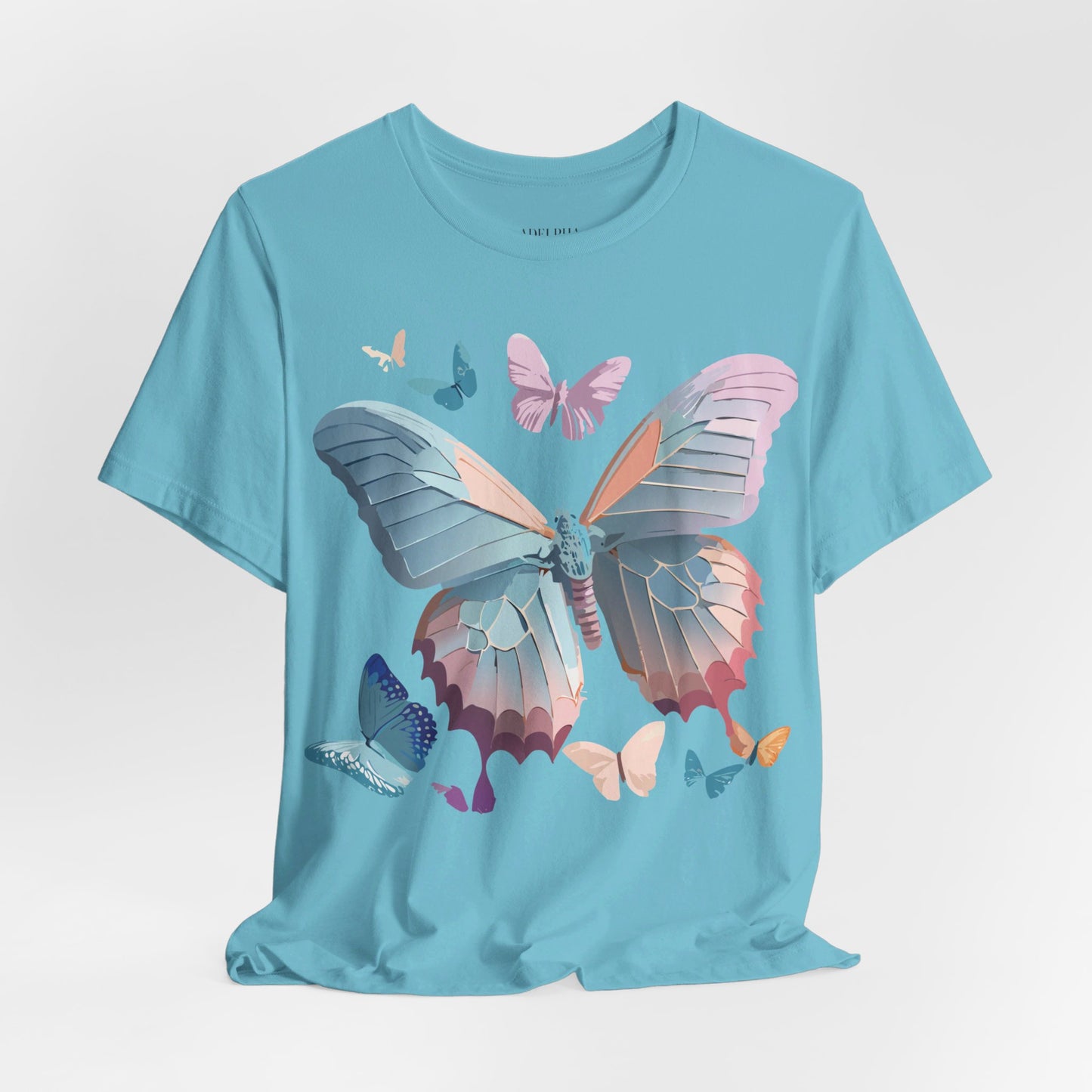 Natural Cotton Tee Shirt with Butterfly