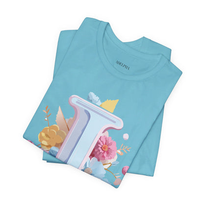 Natural Cotton Tee Shirt - Letters Collection - I Printify