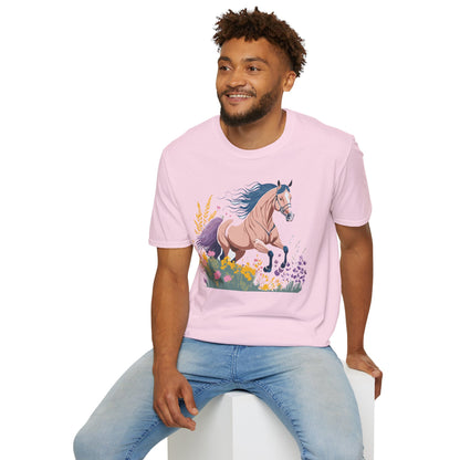 Unisex Horse Shirt With Animal Design Gildan Softstyle 64000 Tee
