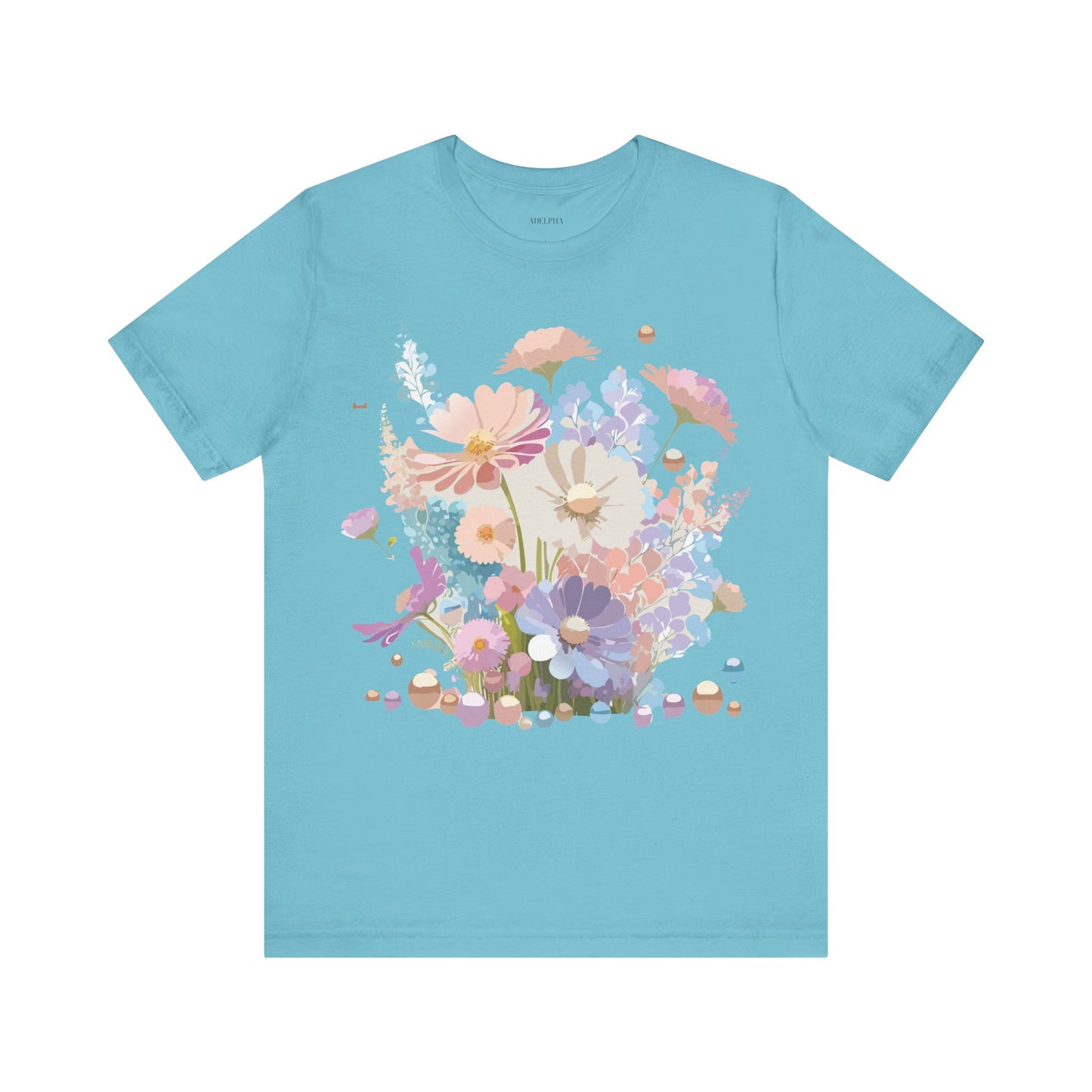 Natural Cotton Tee Shirt with Flowers