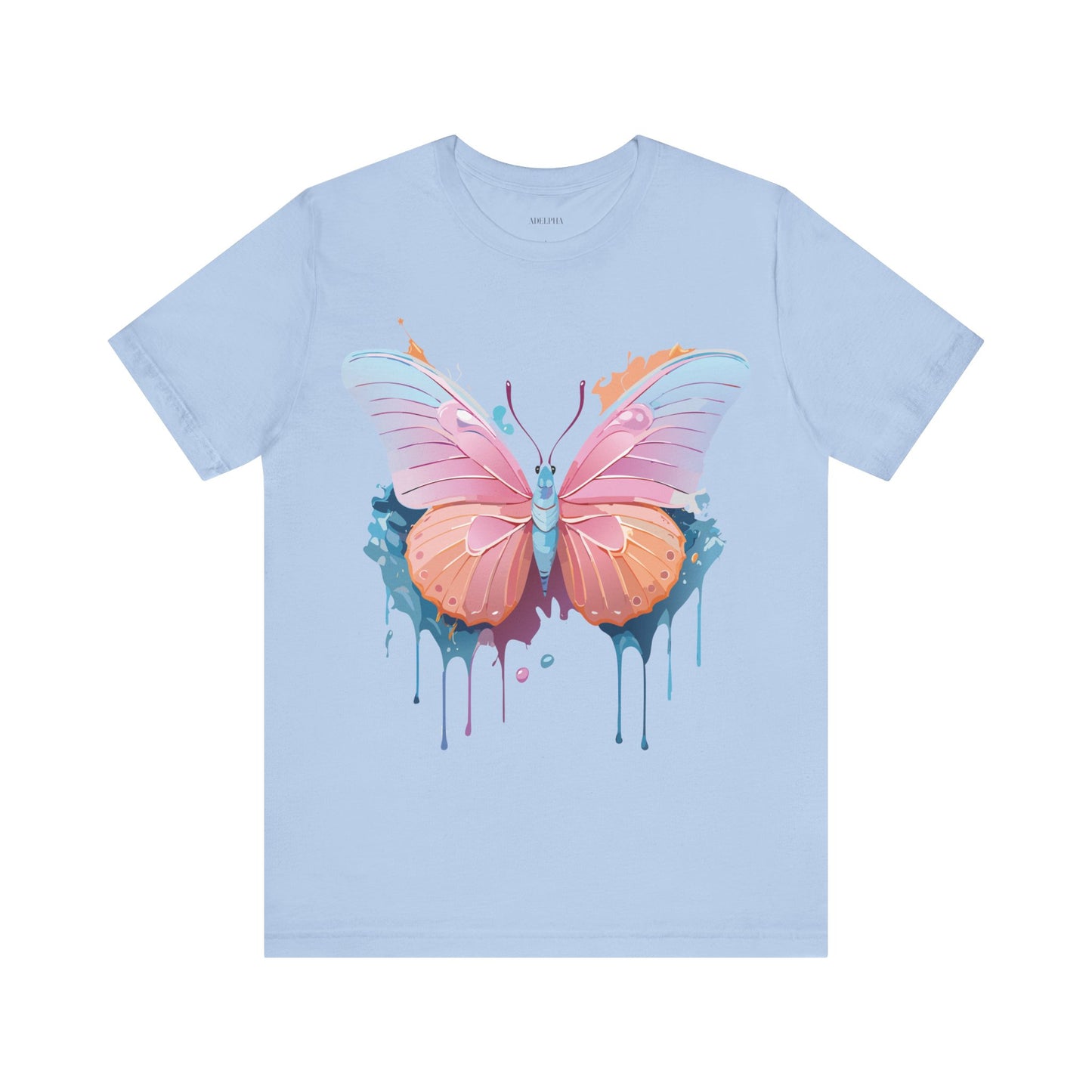 Natural Cotton Tee Shirt with Butterfly