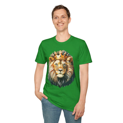 Unisex Lion Print T Shirt Softstyle 64000 One Hundred Percent Ring Spun Cotton