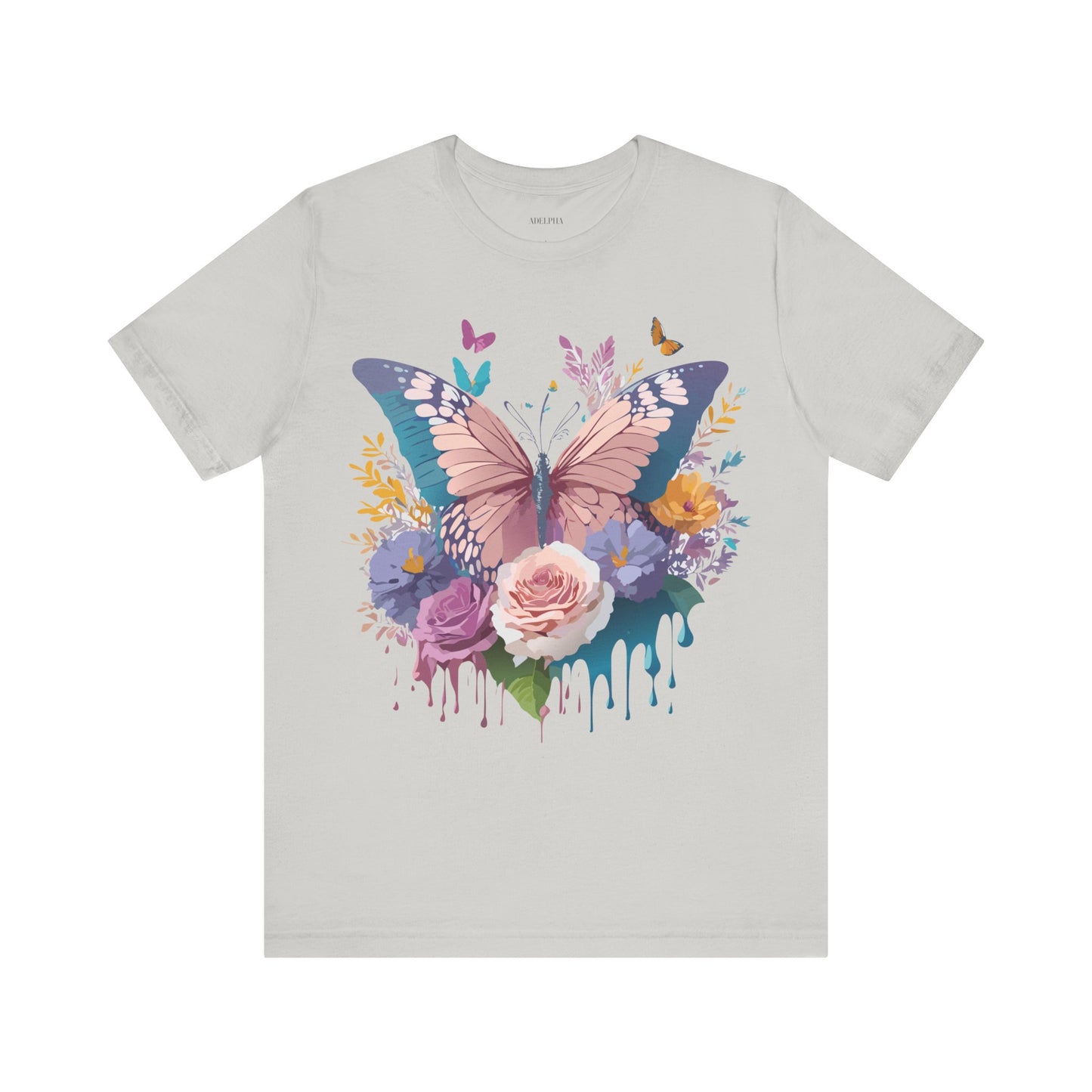 Natural Cotton Tee Shirt with Butterfly