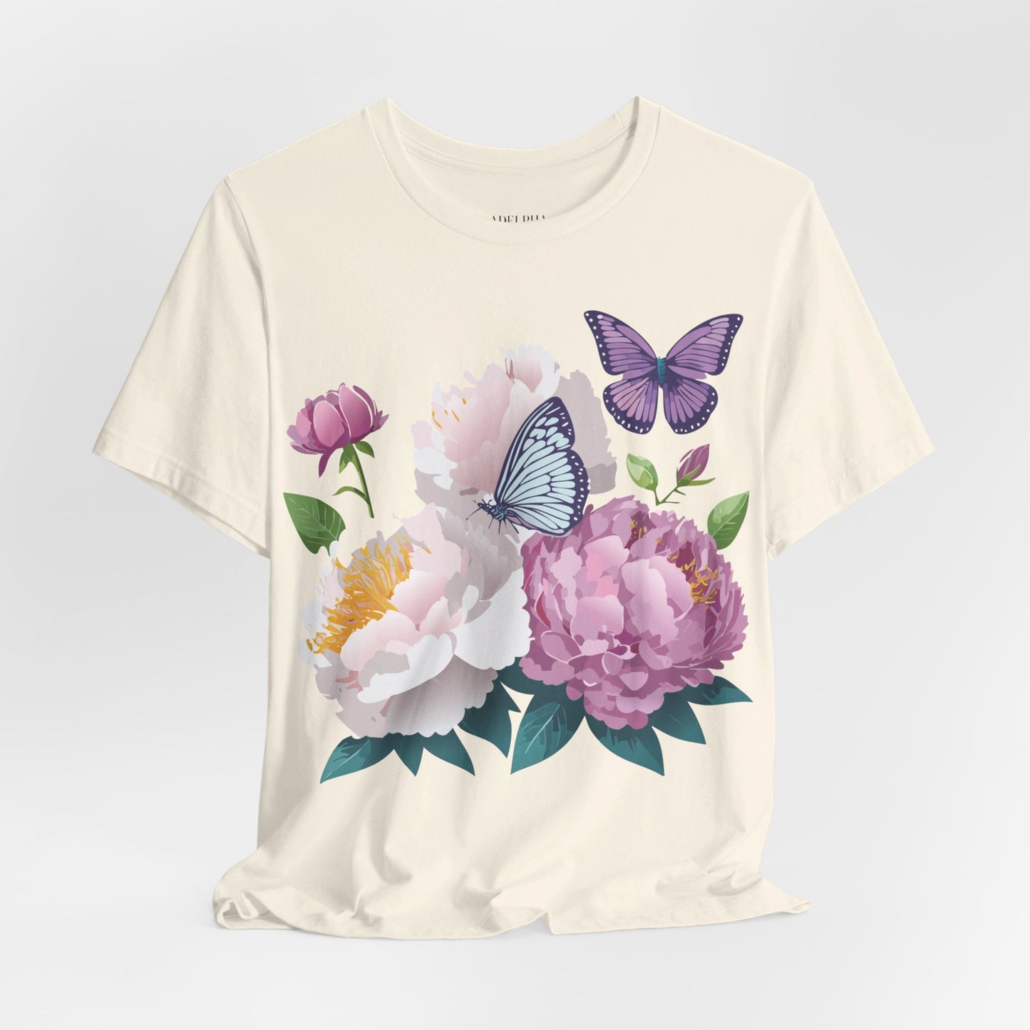 T-shirt en coton naturel avec fleurs