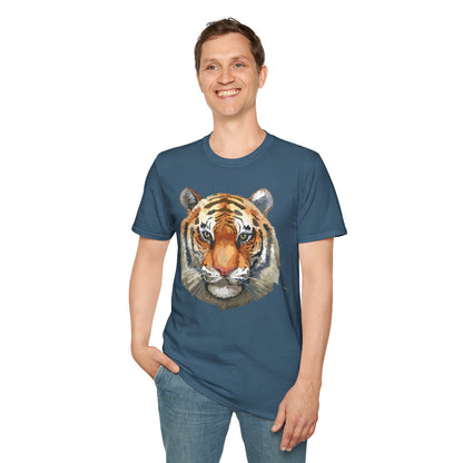 Tiger Print Unisex T Shirt Softstyle 64000 Gildan Ring Spun Cotton Tee