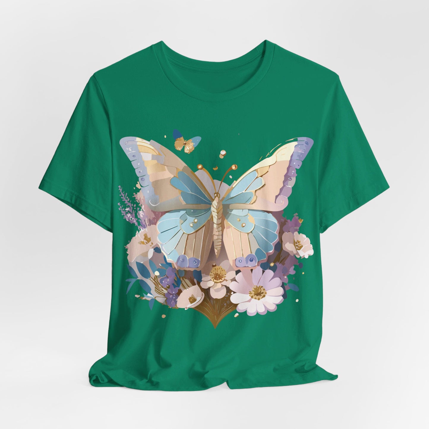 Natural Cotton Tee Shirt with Butterfly