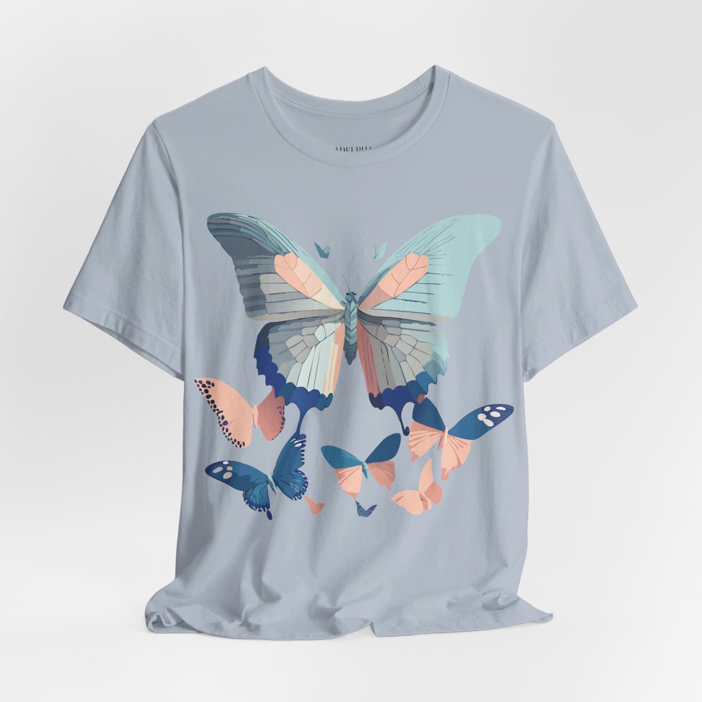 Natural Cotton Tee Shirt with Butterfly