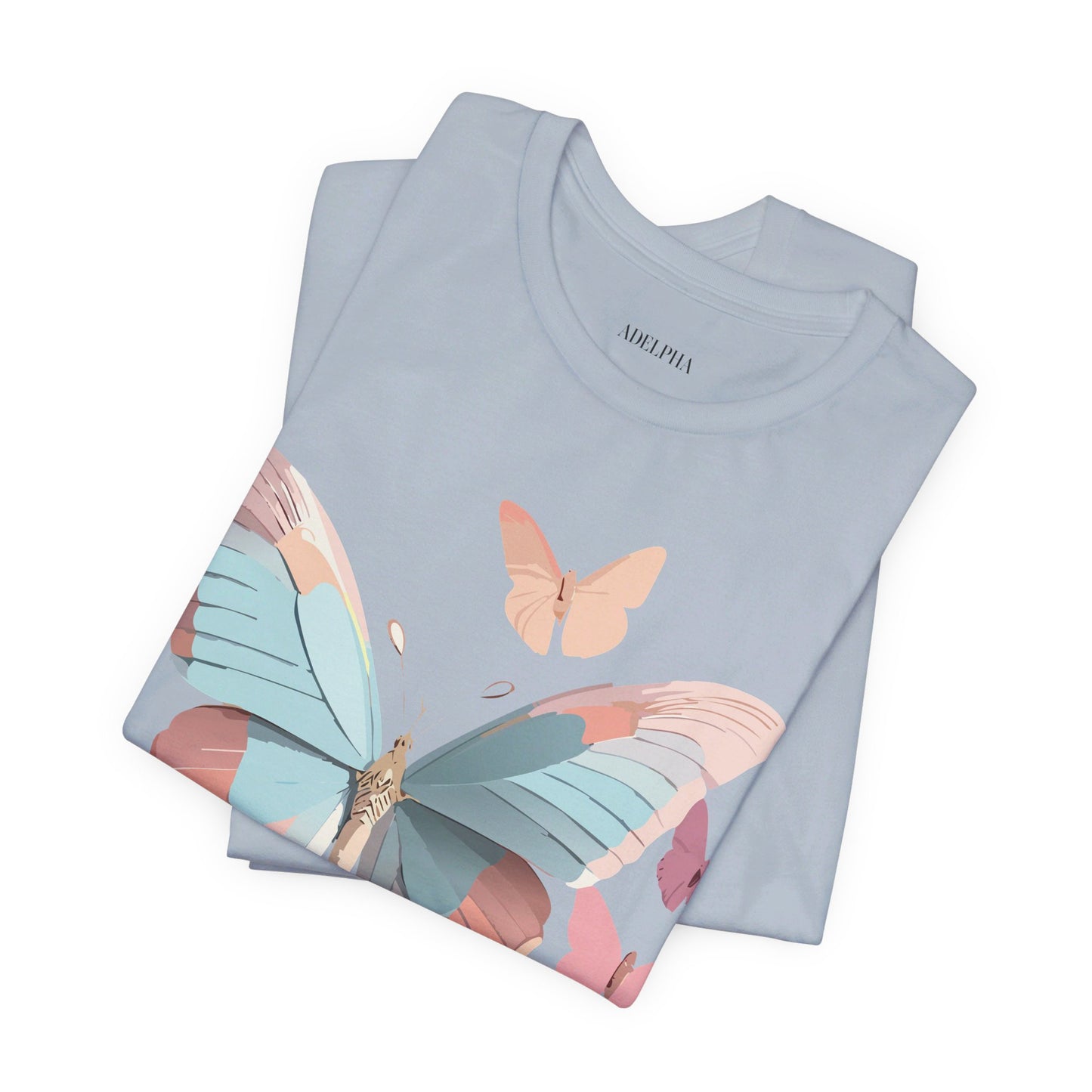 Natural Cotton Tee Shirt with Butterfly