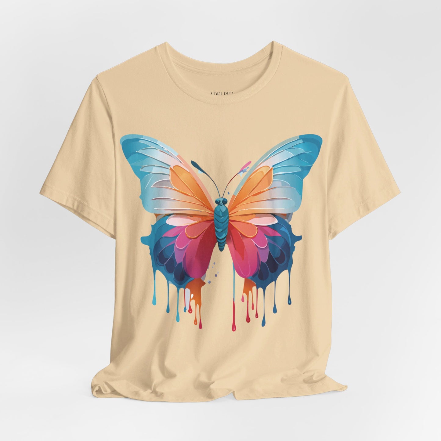 Natural Cotton Tee Shirt with Butterfly