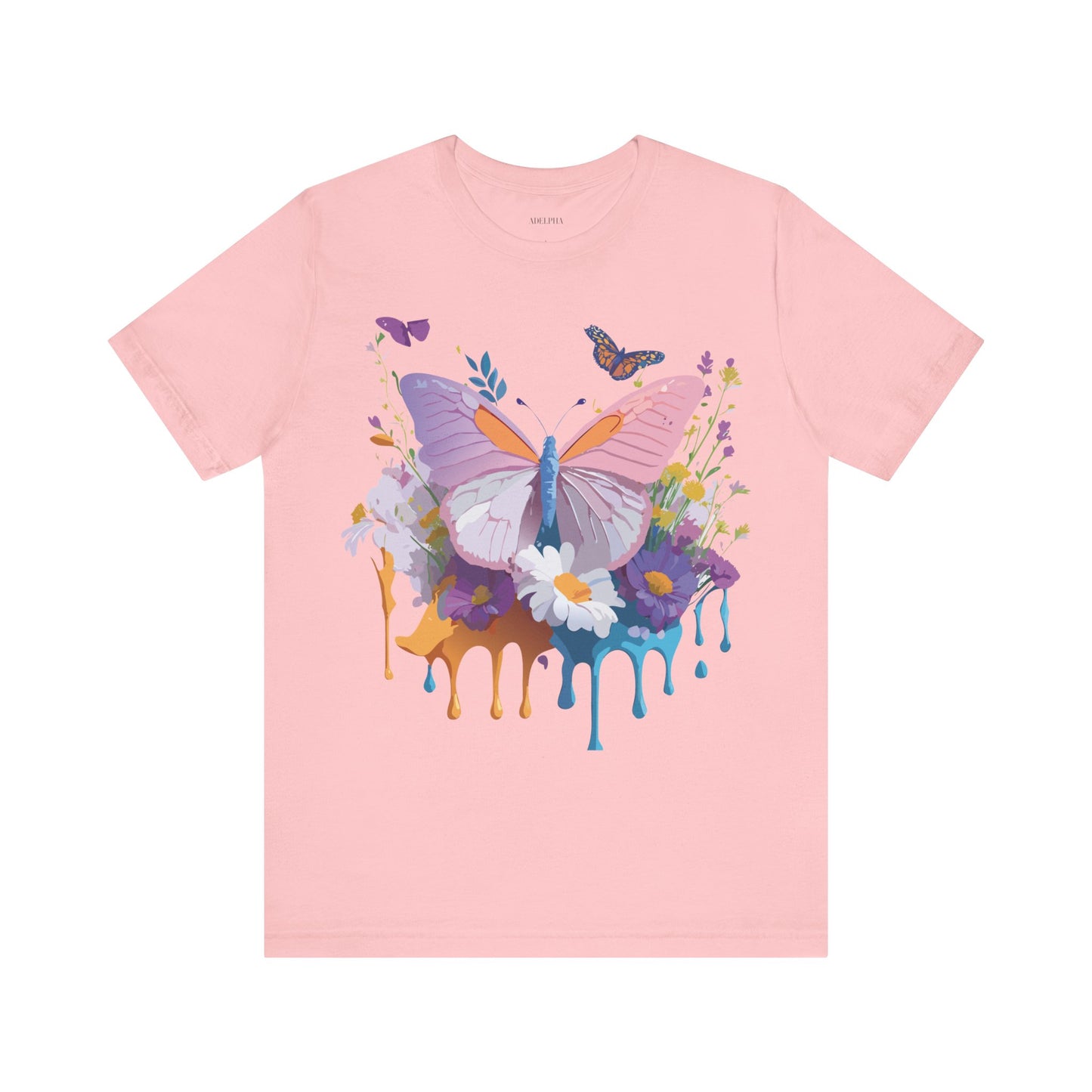 Natural Cotton Tee Shirt with Butterfly