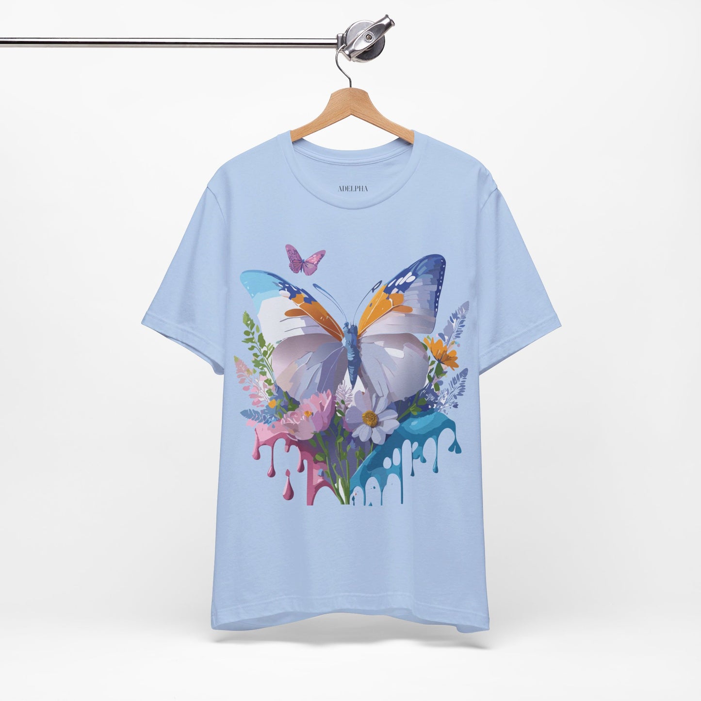 Natural Cotton Tee Shirt with Butterfly