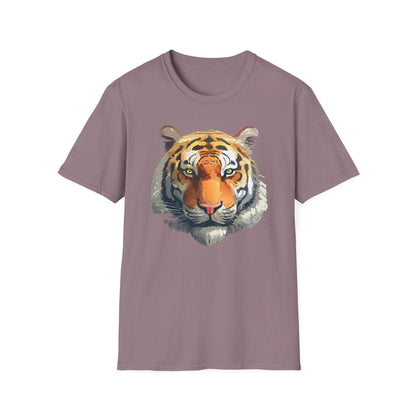 Tiger Print T Shirt Unisex Animal Tee 100 Percent Cotton Softstyle Gildan 64000