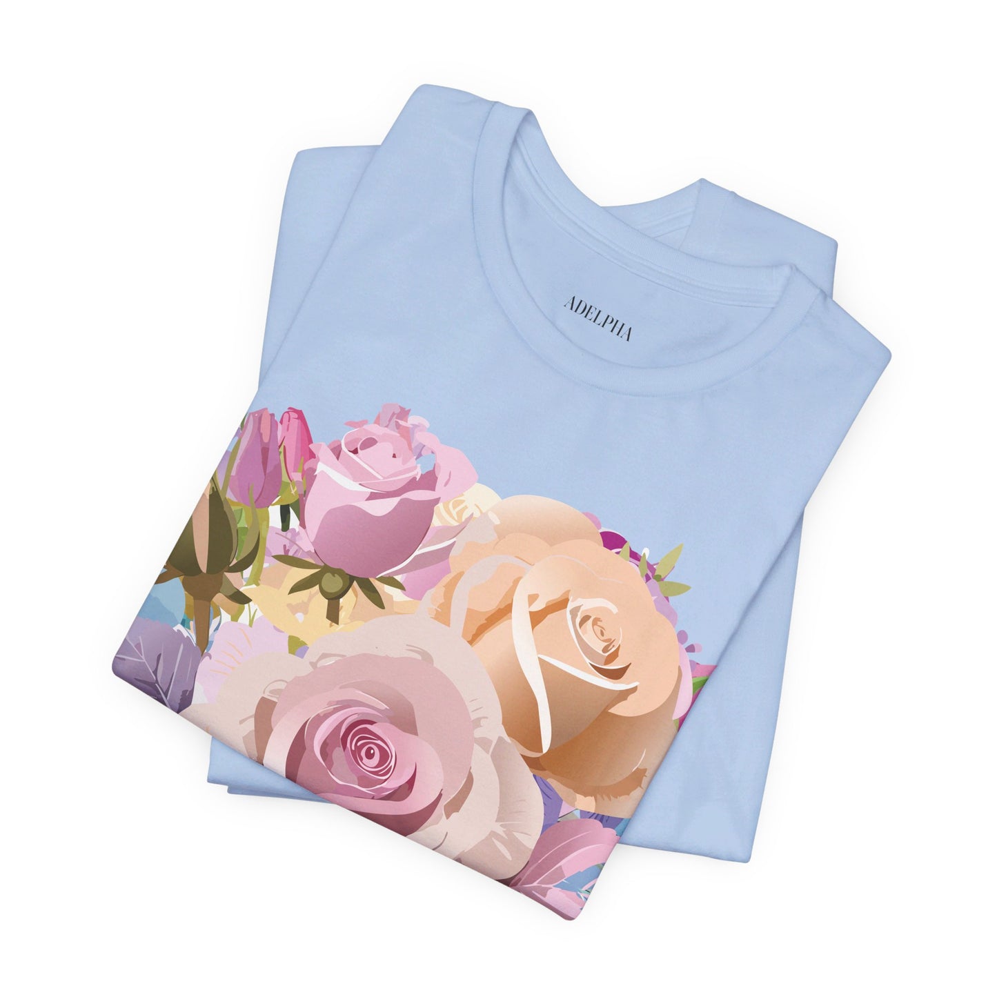 Natural Cotton Tee Shirt with Flowers