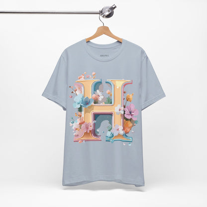 Natural Cotton Tee Shirt - Letters Collection - H Printify