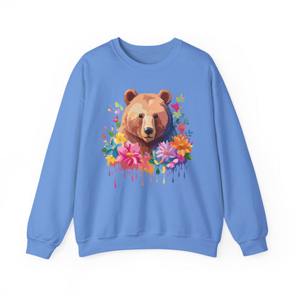 Unisex Floral Bear Sweatshirt With Art Design Animals Sweatshirt