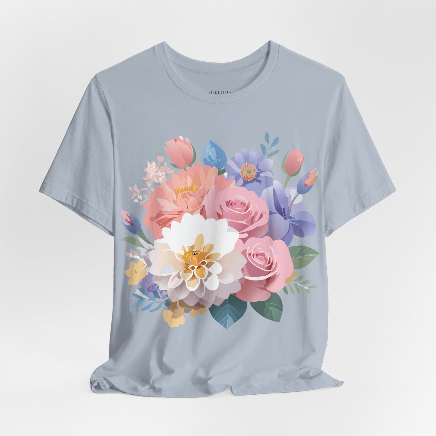 T-shirt en coton naturel avec fleurs