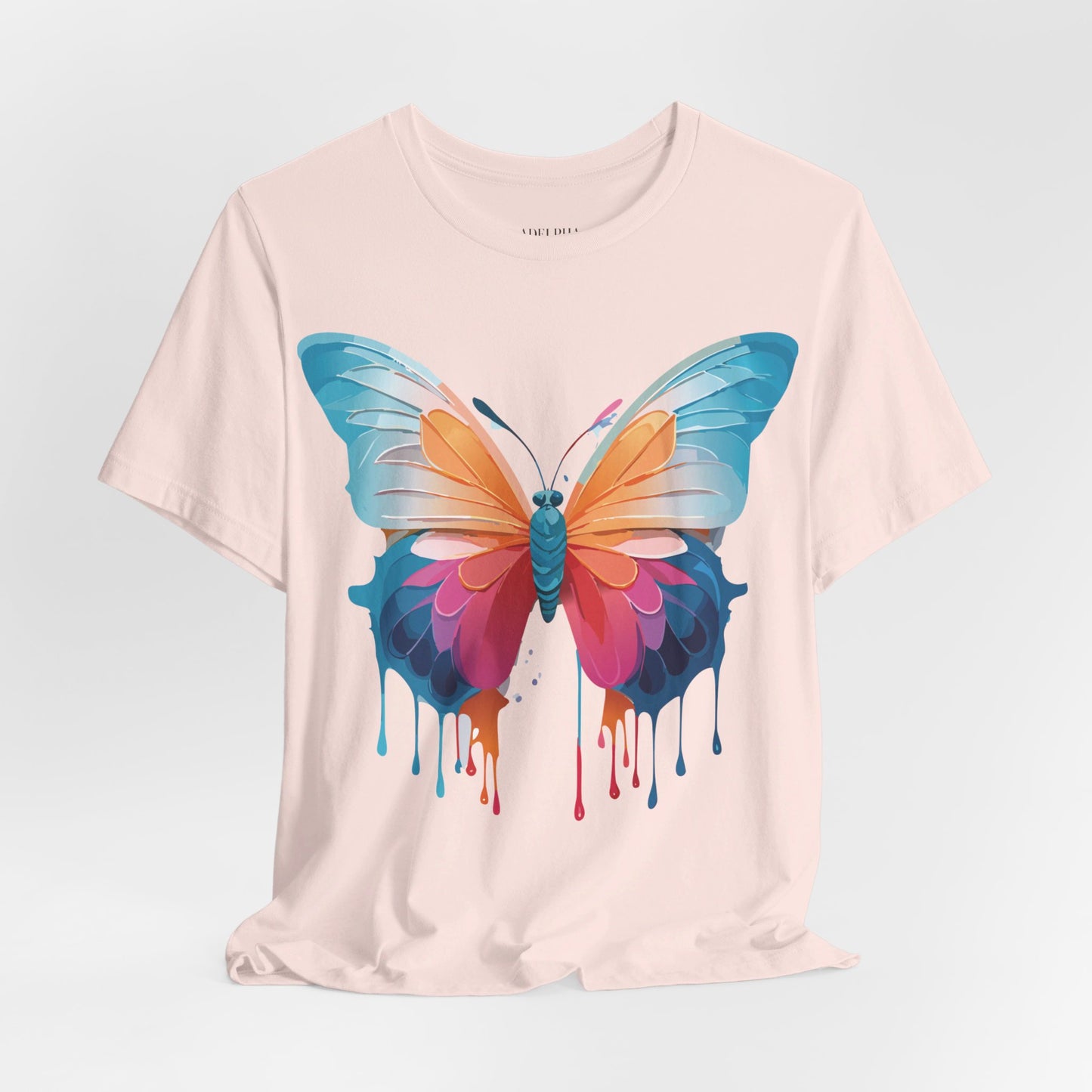 Natural Cotton Tee Shirt with Butterfly