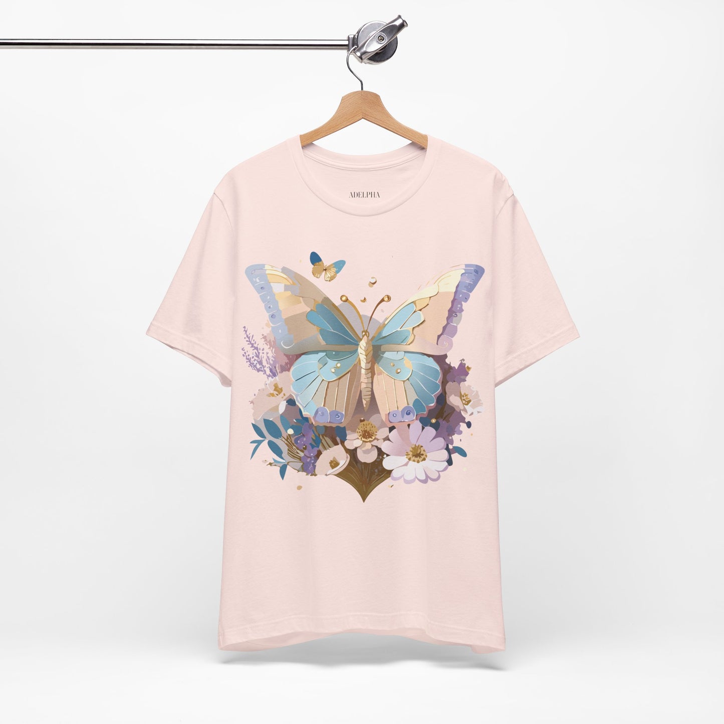 Natural Cotton Tee Shirt with Butterfly