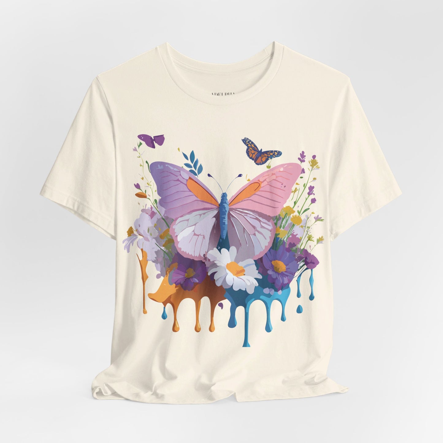 Natural Cotton Tee Shirt with Butterfly