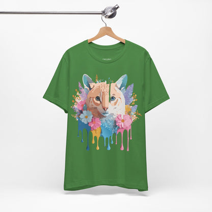 Natural Cotton Tee Shirt with Cat Printify