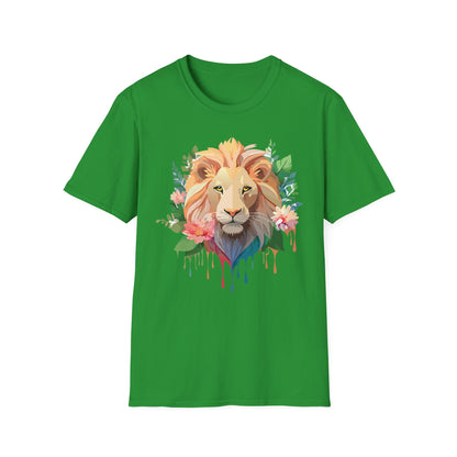 Gildan Unisex Lion Shirt Floral Lion Tee Animal Print Softstyle Tee