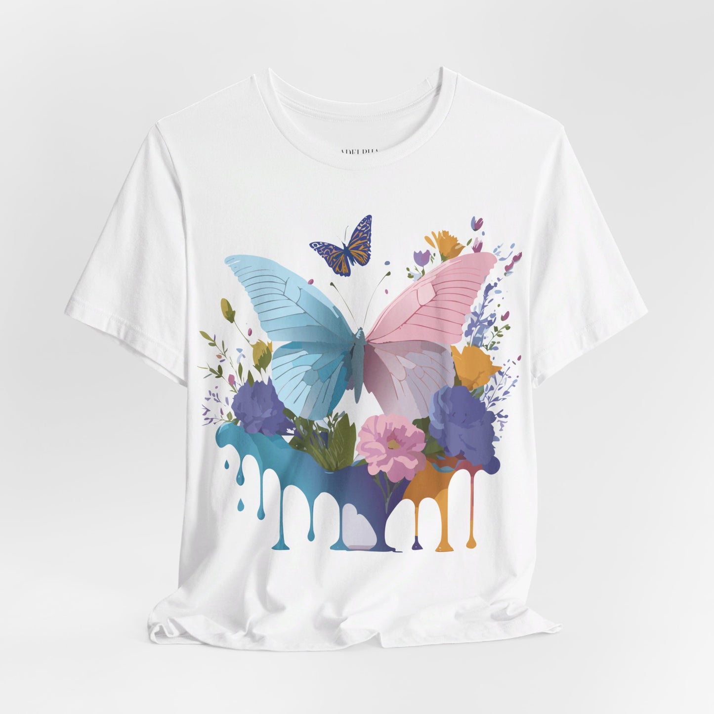 Natural Cotton Tee Shirt with Butterfly