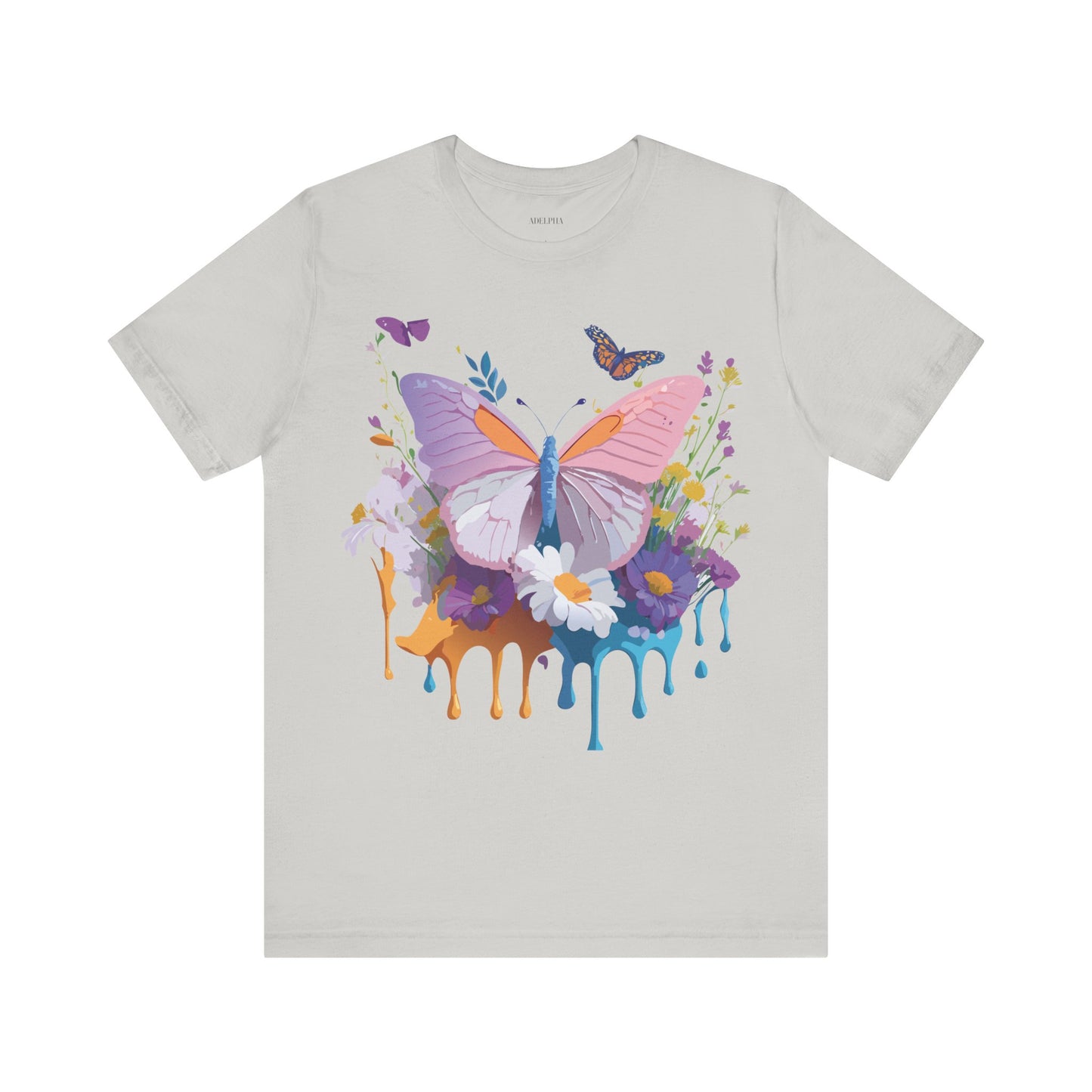 Natural Cotton Tee Shirt with Butterfly