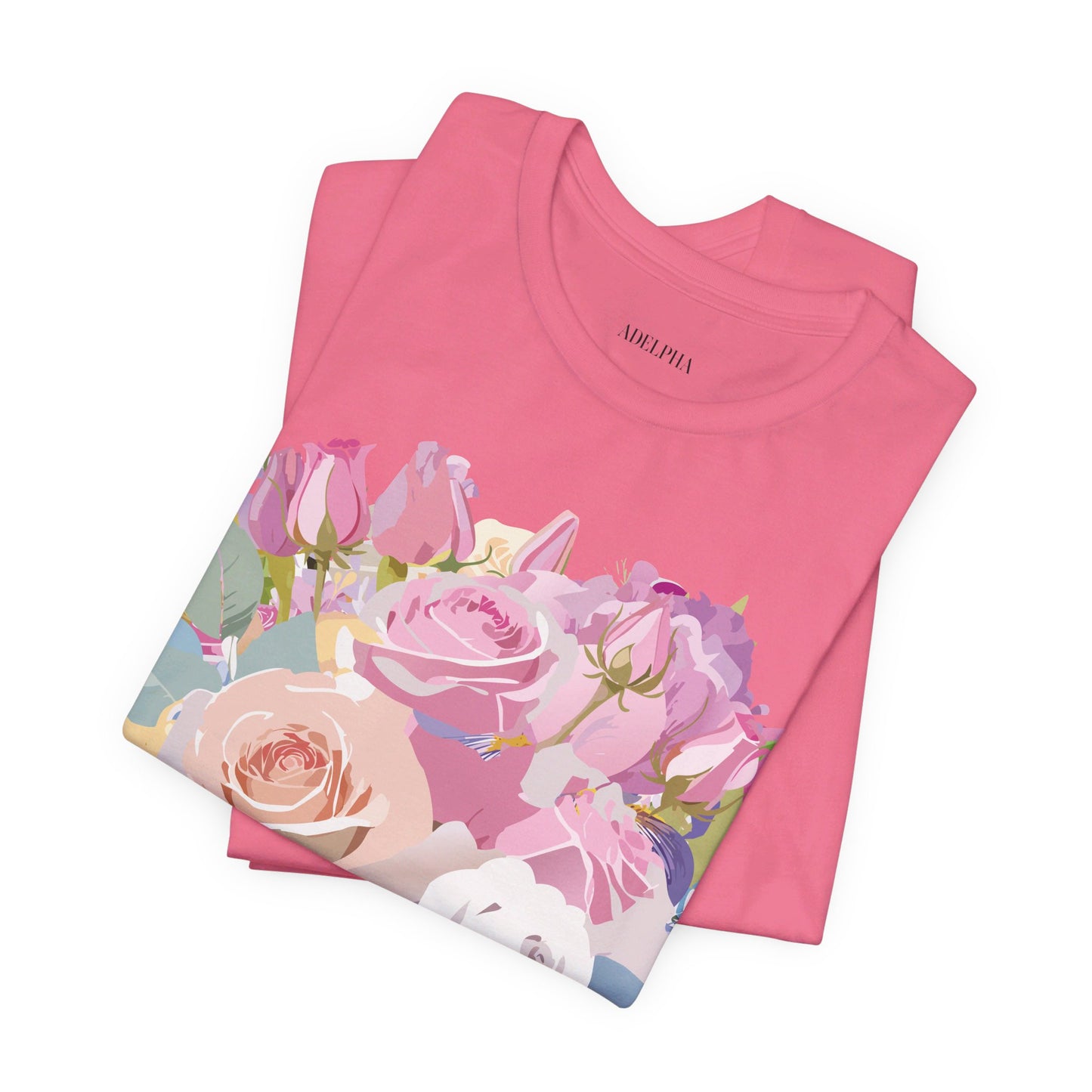 Natural Cotton Tee Shirt with Flowers