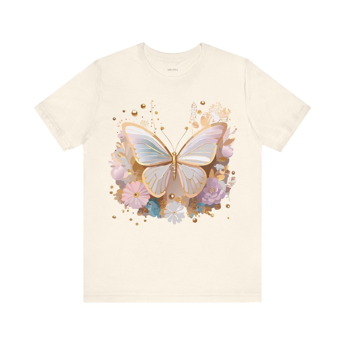 Natural Cotton Tee Shirt with Butterfly