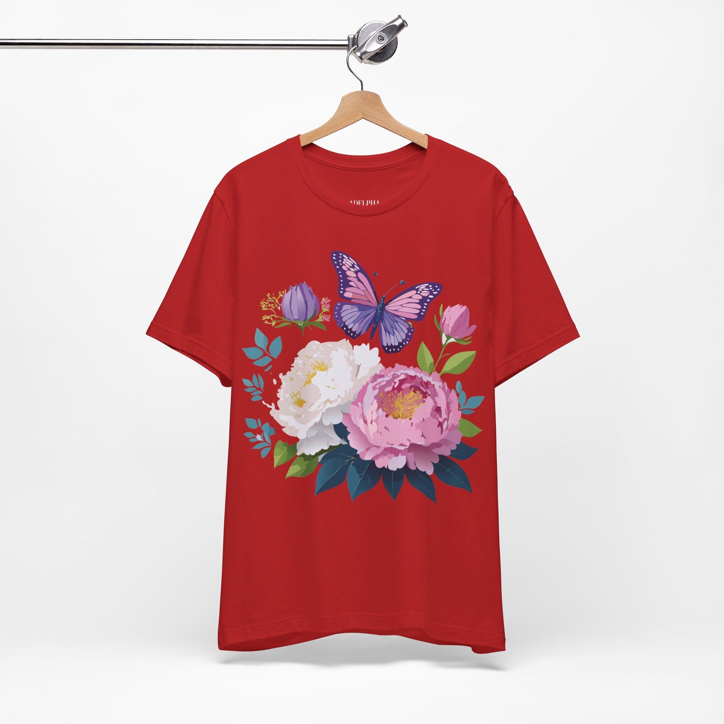 T-shirt en coton naturel avec fleurs