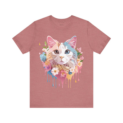 Natural Cotton Tee Shirt with Cat Printify