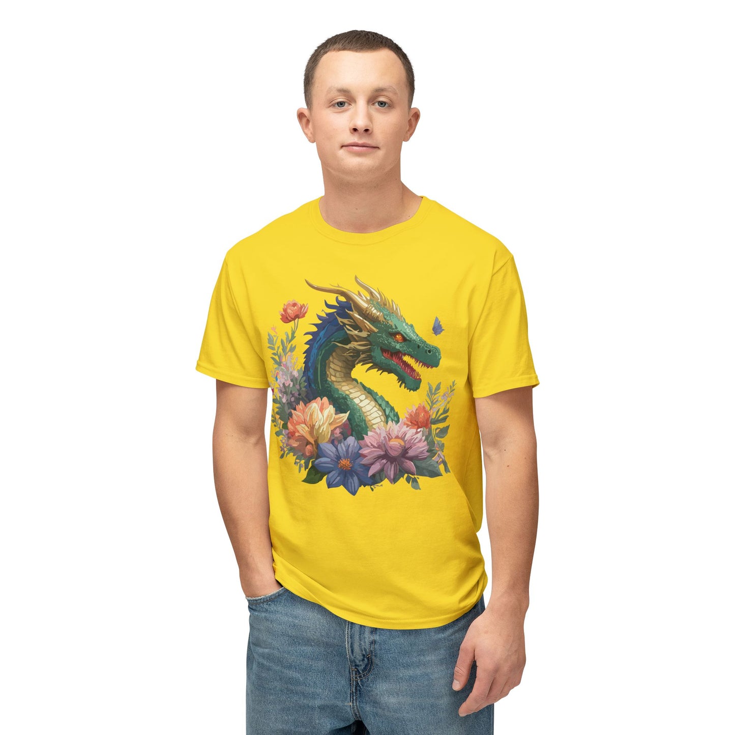 Dragon T-Shirt, Vintage Dragon Tee, Floral Tees, Dragon Art Design Shirt, Tee Shirt with Dragon 5