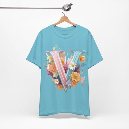 Natural Cotton Tee Shirt - Letters Collection - V Printify