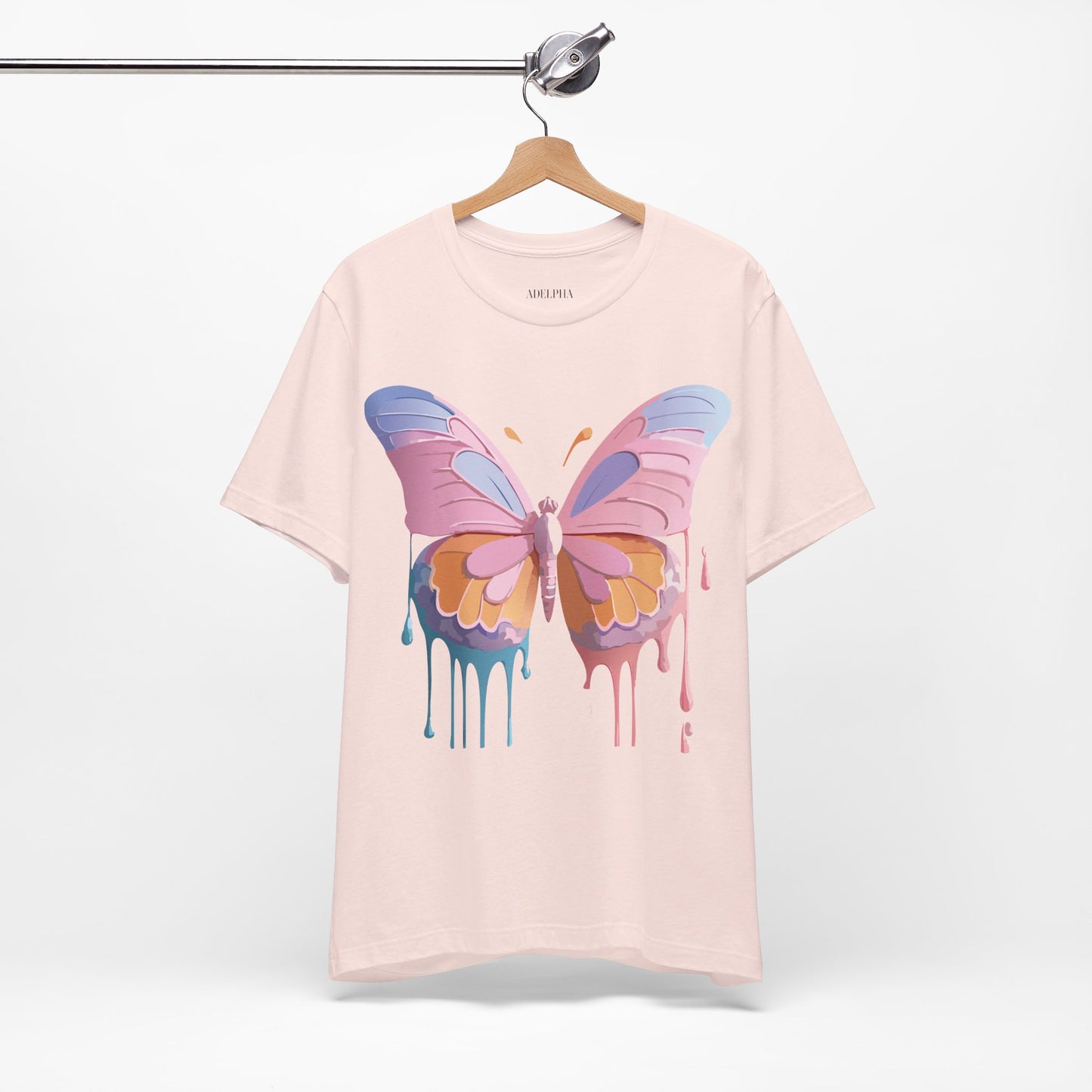 Natural Cotton Tee Shirt with Butterfly