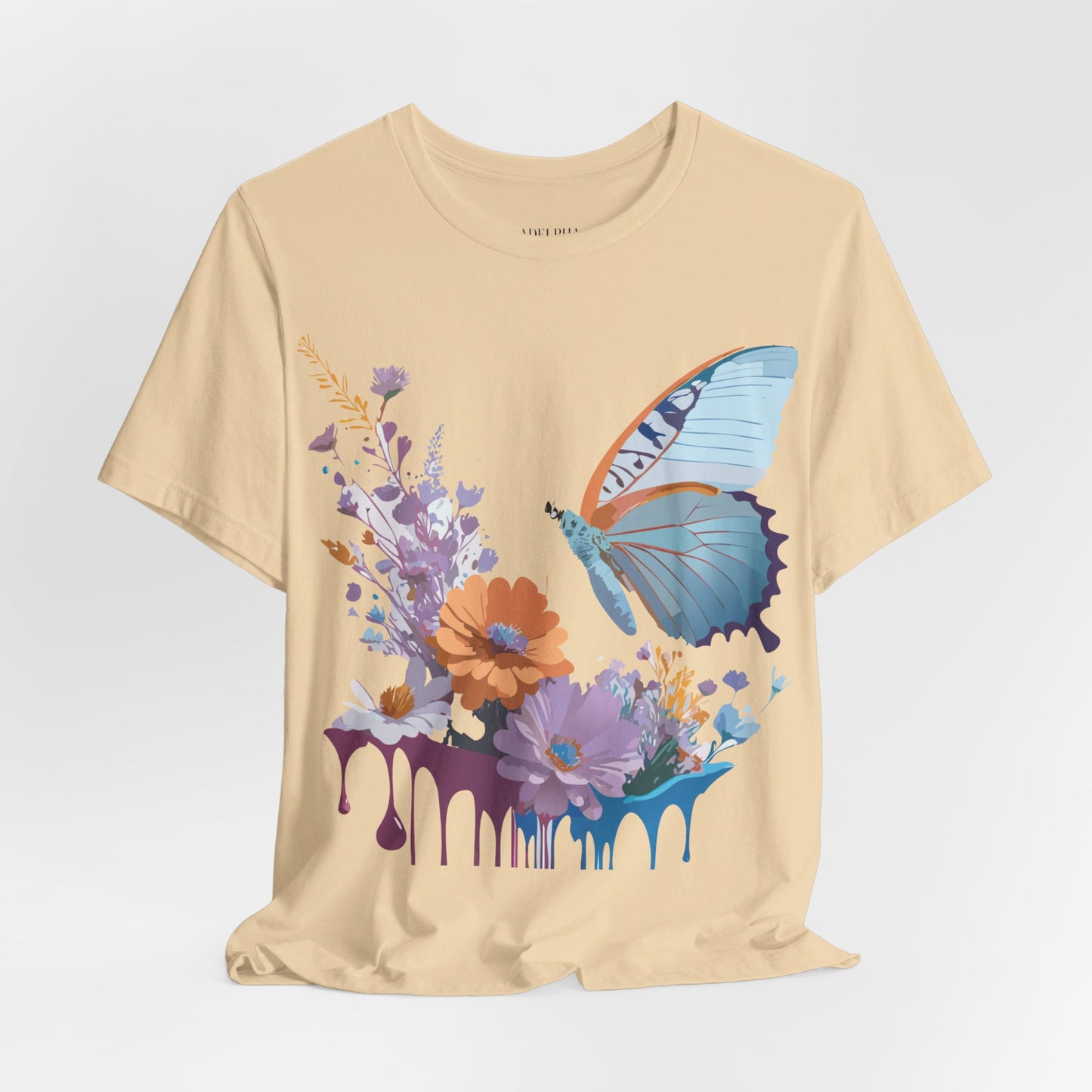 Natural Cotton Tee Shirt with Butterfly