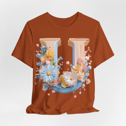 Natural Cotton Tee Shirt - Letters Collection - U Printify