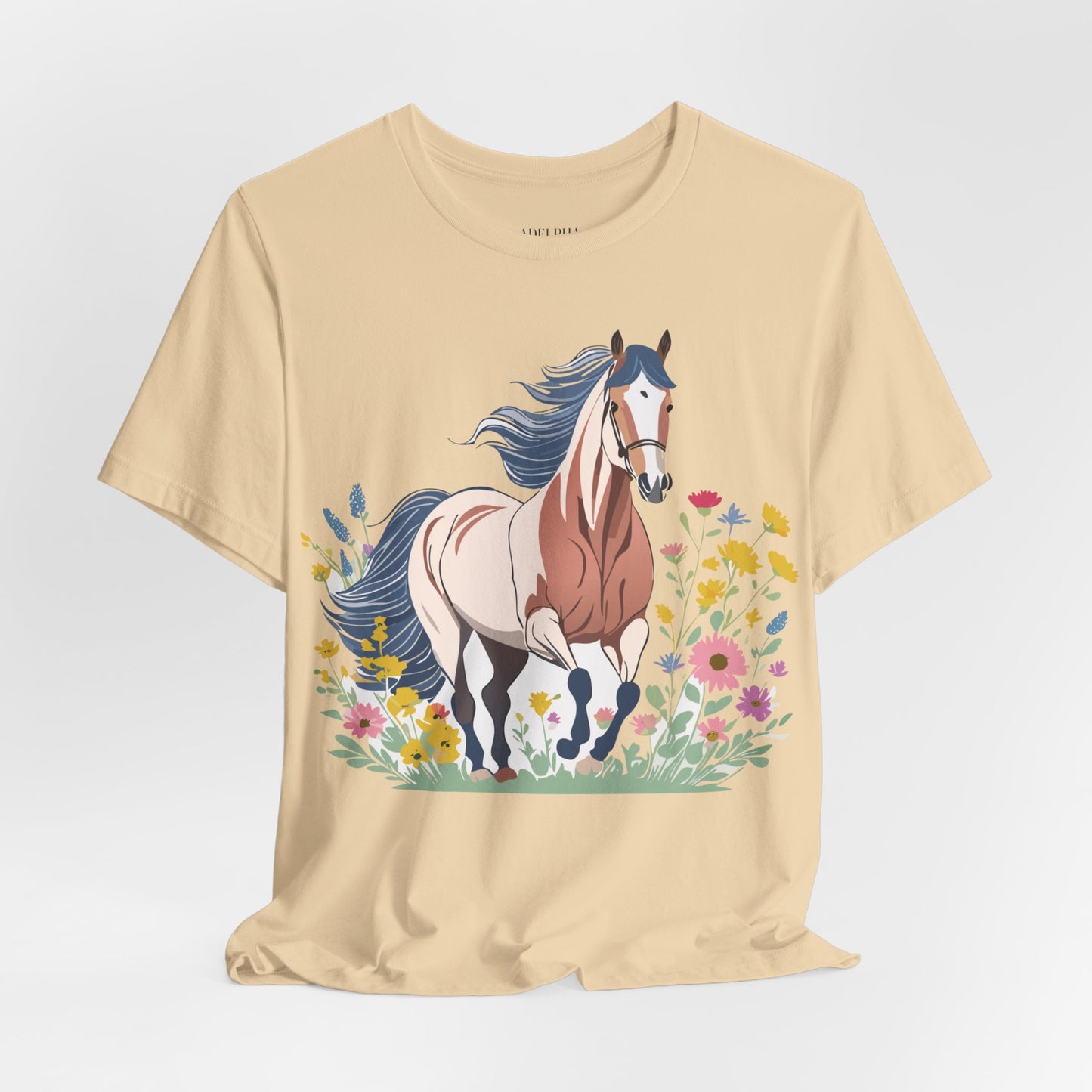 Natural Cotton Tee Shirt with Horse