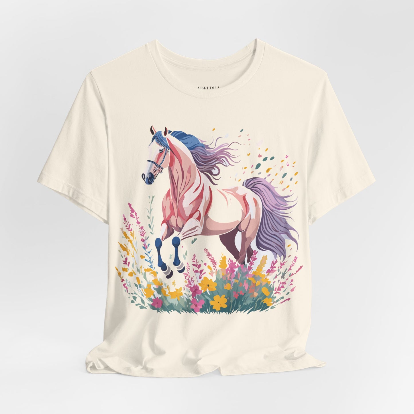 Natural Cotton Tee Shirt with Horse